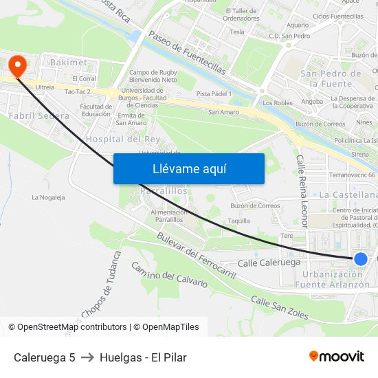 Caleruega 5 to Huelgas - El Pilar map