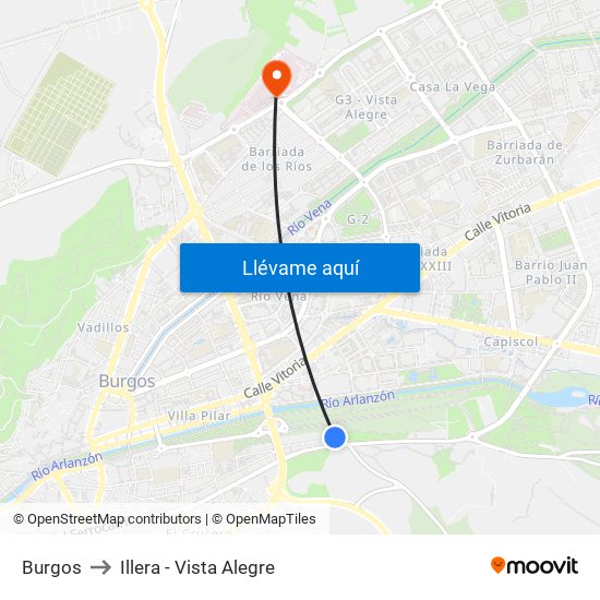 Burgos to Illera - Vista Alegre map