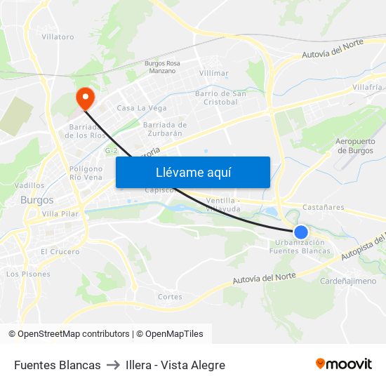 Fuentes Blancas to Illera - Vista Alegre map