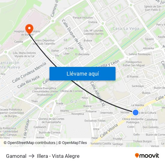 Gamonal to Illera - Vista Alegre map