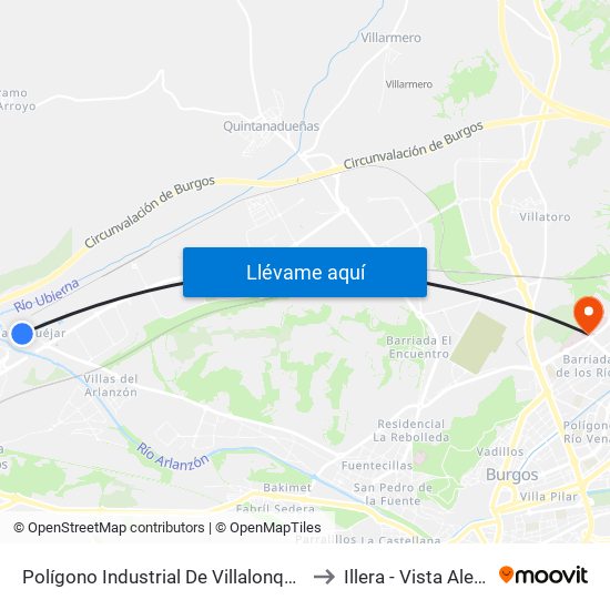 Polígono Industrial De Villalonquéjar to Illera - Vista Alegre map