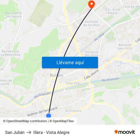 San Julián to Illera - Vista Alegre map