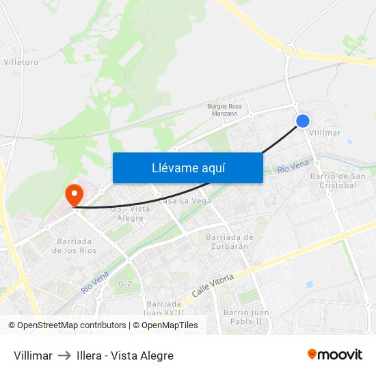 Villimar to Illera - Vista Alegre map