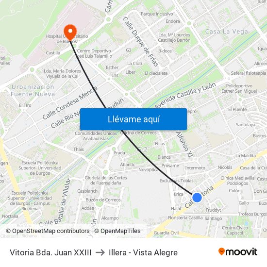 Vitoria Bda. Juan XXIII to Illera - Vista Alegre map
