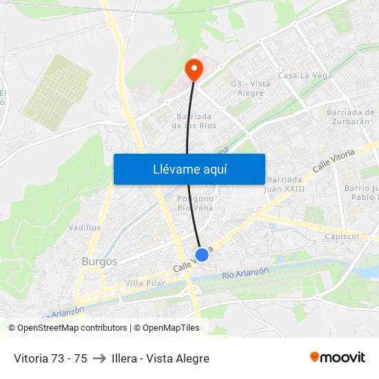 Vitoria 73 - 75 to Illera - Vista Alegre map