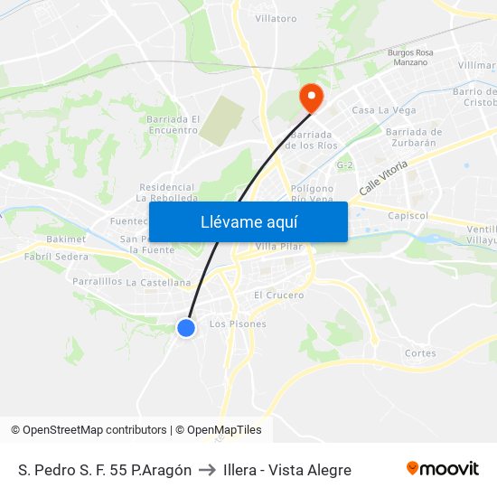 S. Pedro S. F. 55 P.Aragón to Illera - Vista Alegre map