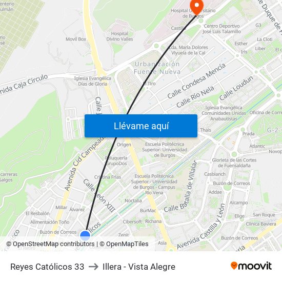 Reyes Católicos 33 to Illera - Vista Alegre map