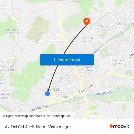 Av. Del Cid 4 to Illera - Vista Alegre map