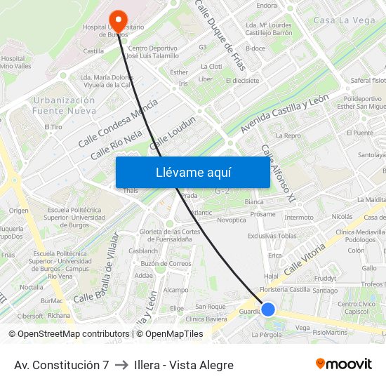Av. Constitución 7 to Illera - Vista Alegre map