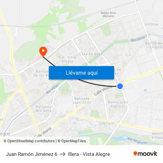 Juan Ramón Jiménez 6 to Illera - Vista Alegre map