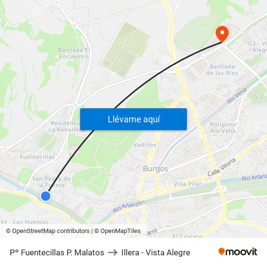 Pº Fuentecillas P. Malatos to Illera - Vista Alegre map