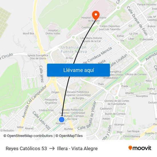 Reyes Católicos 53 to Illera - Vista Alegre map