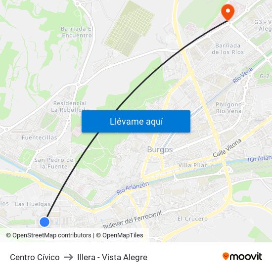 Centro Cívico to Illera - Vista Alegre map