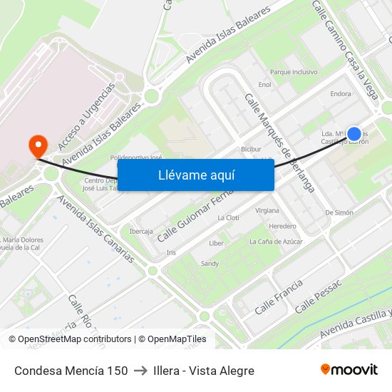 Condesa Mencía 150 to Illera - Vista Alegre map