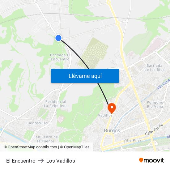 El Encuentro to Los Vadillos map
