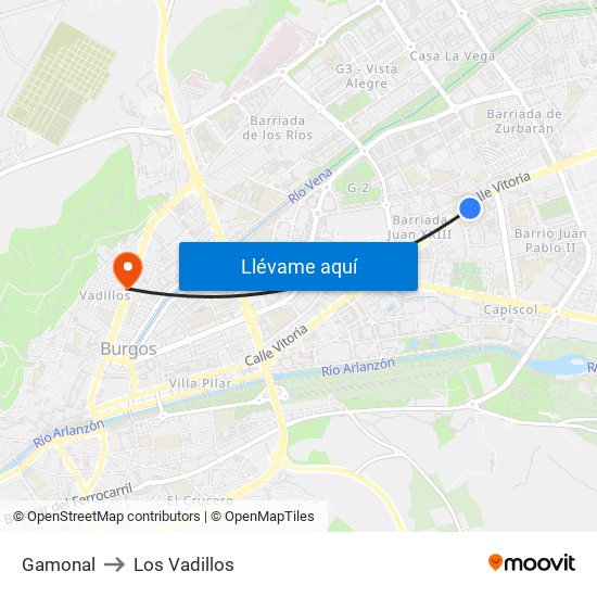 Gamonal to Los Vadillos map