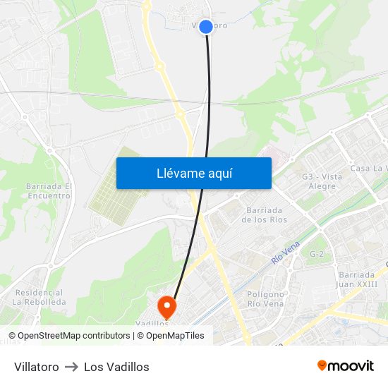 Villatoro to Los Vadillos map