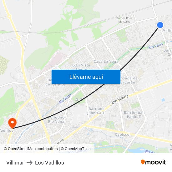 Villimar to Los Vadillos map