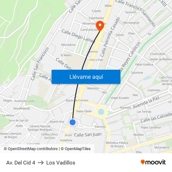 Av. Del Cid 4 to Los Vadillos map