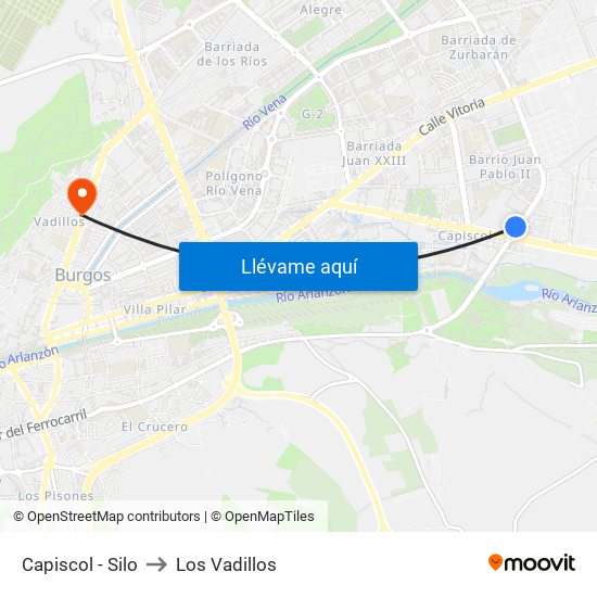 Capiscol - Silo to Los Vadillos map