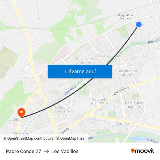 Padre Conde 27 to Los Vadillos map