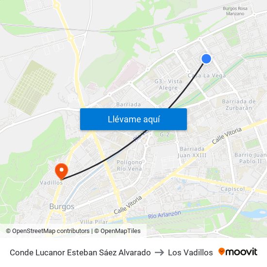 Conde Lucanor Esteban Sáez Alvarado to Los Vadillos map
