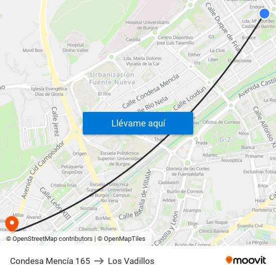 Condesa Mencía 165 to Los Vadillos map