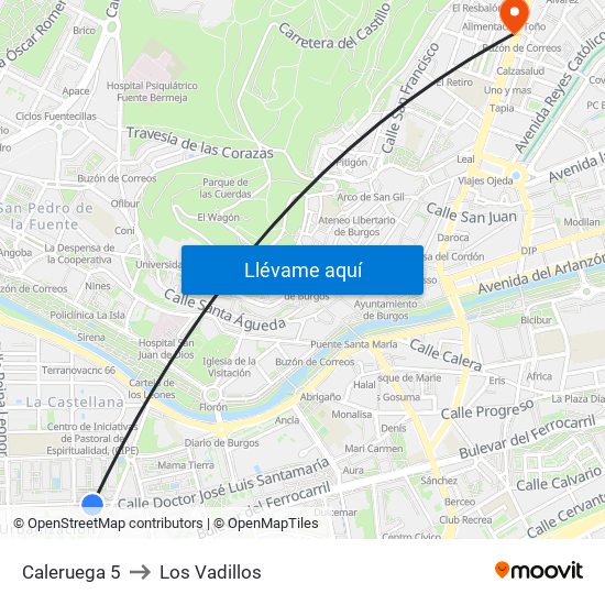 Caleruega 5 to Los Vadillos map