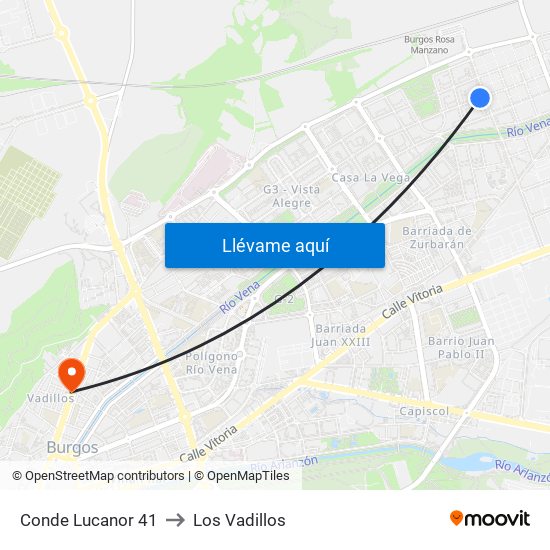 Conde Lucanor 41 to Los Vadillos map