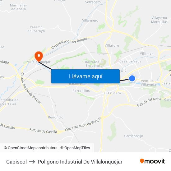 Capiscol to Polígono Industrial De Villalonquéjar map
