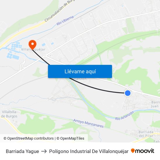 Barriada Yague to Polígono Industrial De Villalonquéjar map