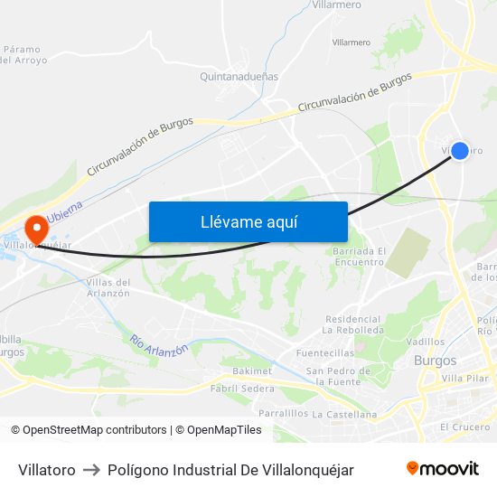 Villatoro to Polígono Industrial De Villalonquéjar map