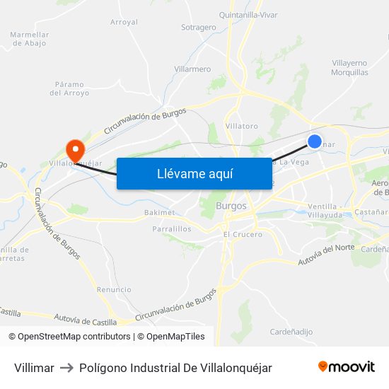 Villimar to Polígono Industrial De Villalonquéjar map