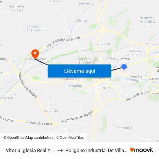 Vitoria Iglesia Real Y Antigua to Polígono Industrial De Villalonquéjar map