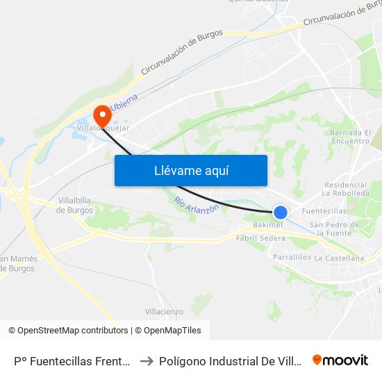 Pº Fuentecillas Frente Fca. M. to Polígono Industrial De Villalonquéjar map