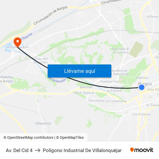 Av. Del Cid 4 to Polígono Industrial De Villalonquéjar map