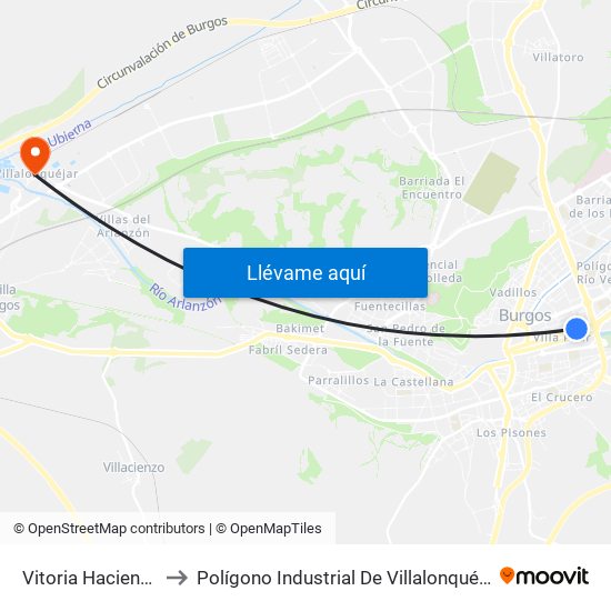 Vitoria Hacienda to Polígono Industrial De Villalonquéjar map