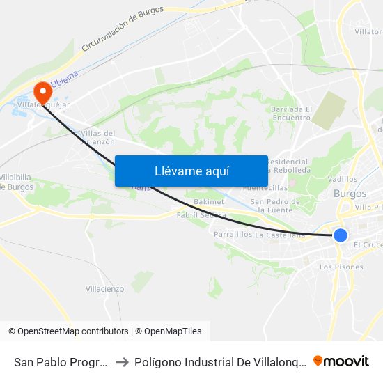 San Pablo Progreso to Polígono Industrial De Villalonquéjar map