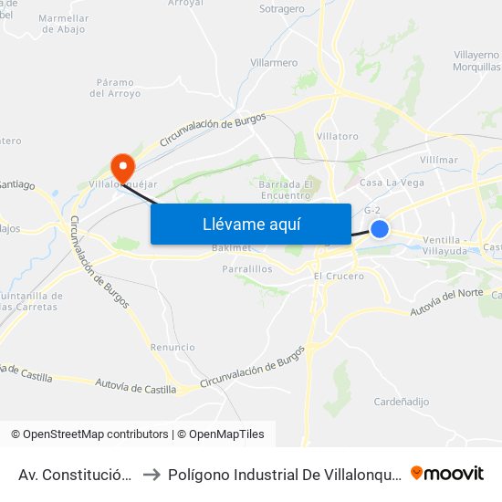 Av. Constitución 7 to Polígono Industrial De Villalonquéjar map