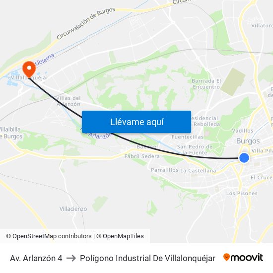 Av. Arlanzón 4 to Polígono Industrial De Villalonquéjar map