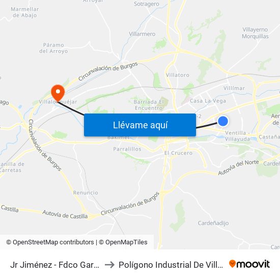 Jr Jiménez - Fdco García Lorca to Polígono Industrial De Villalonquéjar map