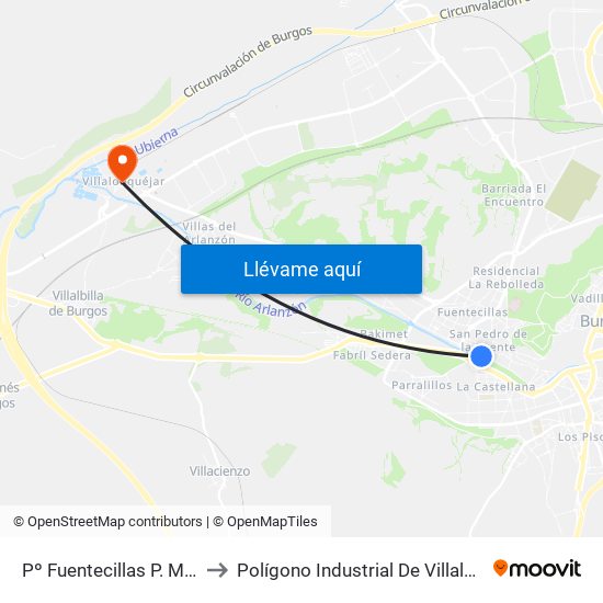 Pº Fuentecillas P. Malatos to Polígono Industrial De Villalonquéjar map