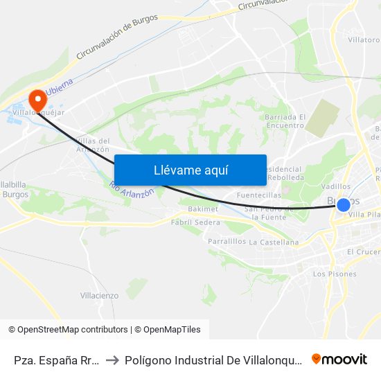Pza. España Rrcc to Polígono Industrial De Villalonquéjar map