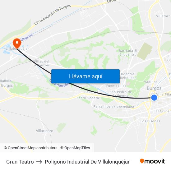 Gran Teatro to Polígono Industrial De Villalonquéjar map