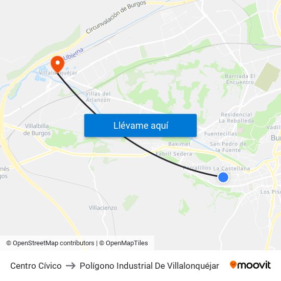 Centro Cívico to Polígono Industrial De Villalonquéjar map