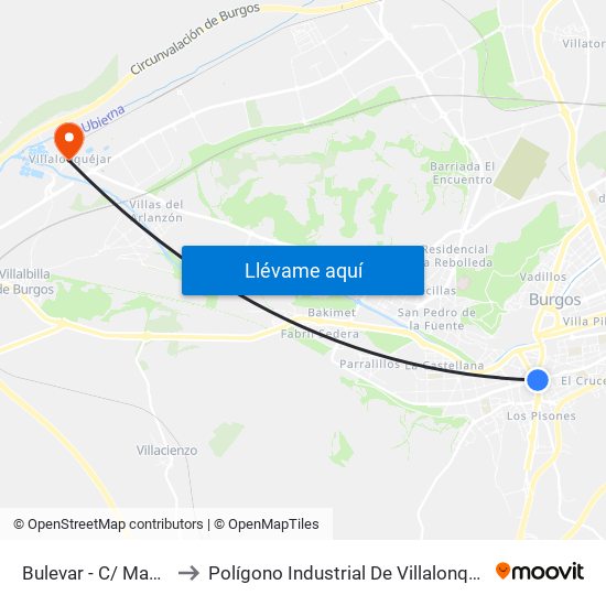 Bulevar - C/ Madrid to Polígono Industrial De Villalonquéjar map