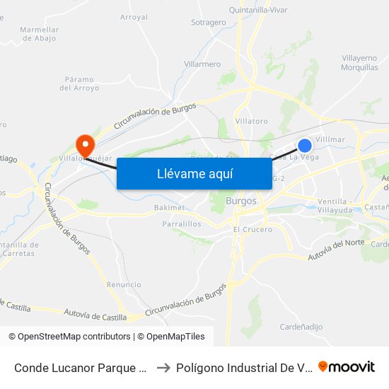 Conde Lucanor Parque Juan Pablo II to Polígono Industrial De Villalonquéjar map