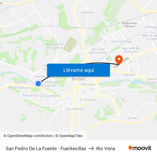 San Pedro De La Fuente - Fuentecillas to Rio Vena map