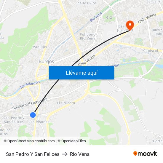 San Pedro Y San Felices to Rio Vena map