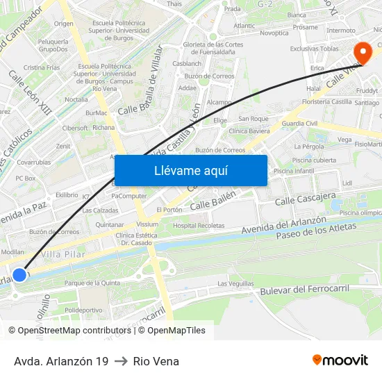 Avda. Arlanzón 19 to Rio Vena map